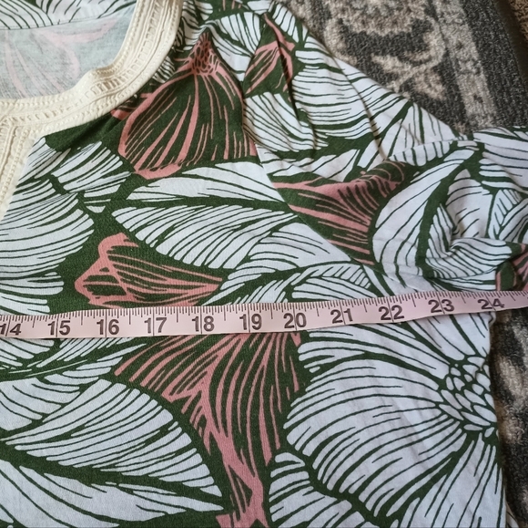 Talbots 2X Tunic Top Tropical Floral Embroidered Pima Cotton Modal Resortwear - Picture 11 of 12